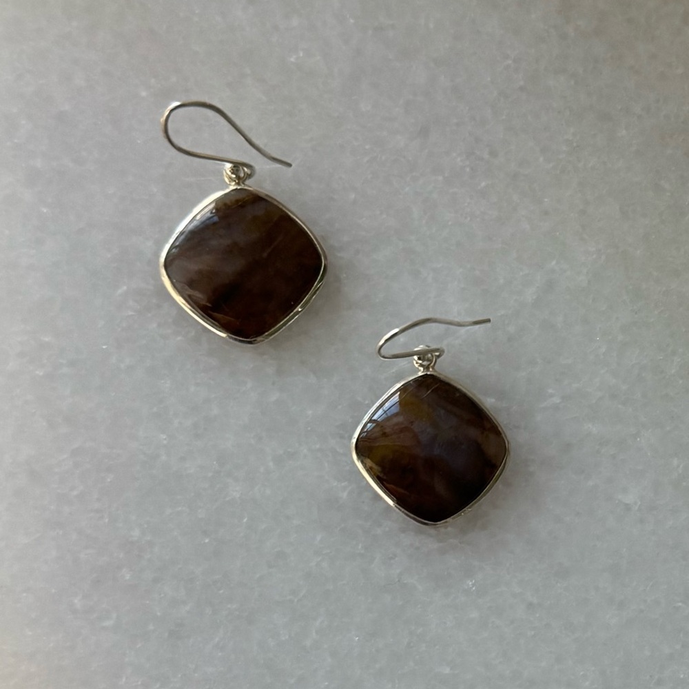 NWOT Tuckernuck Montgomery Earrings, Sandalwood Stone, Sterling Silver
